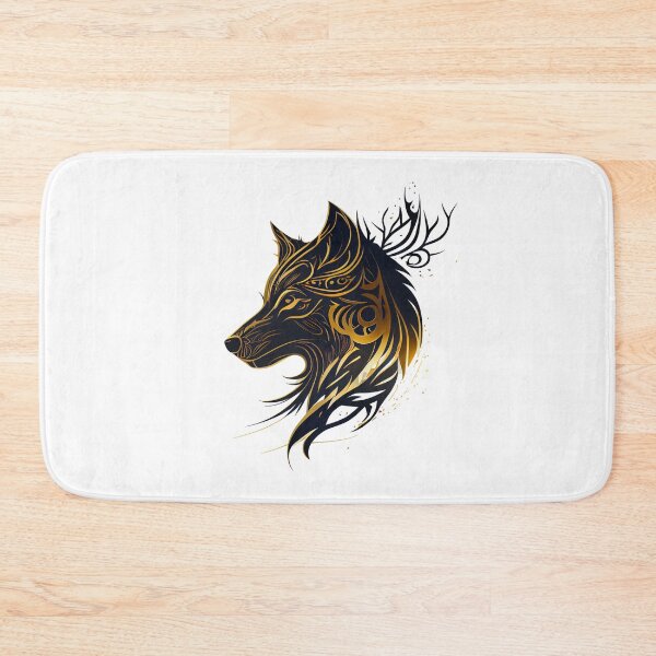 Item preview, Black and Gold Tribal Wolf designed and sold by ShadowAndSlate.