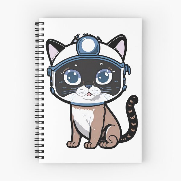 Aperçu de l'œuvre Style de dessin animé enfantin astronaute chat siamois créée et vendue par Rusty lynx Design.