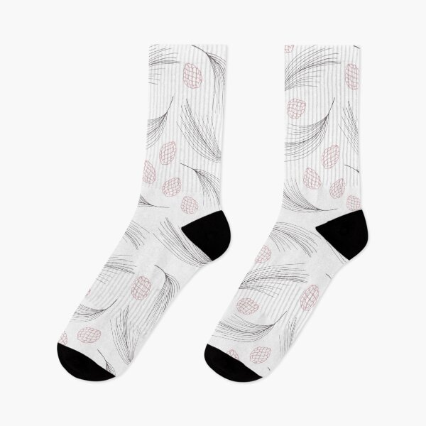 Item preview, White pattern with featherlike wildflowers and cones in pastel shades designed and sold by Zhenchuzhynka.
