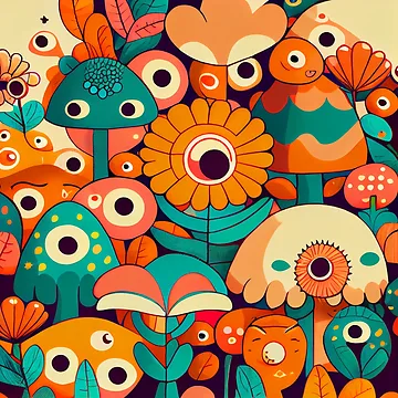 Vorschaubild zum Design Surreal Kawaii Contemporary Natural Pattern Digital Painting von CodeAndColors