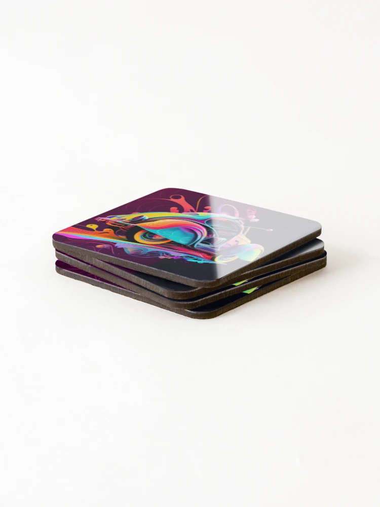 Thumbnail 4 of 5, Coasters (Set of 4), Colorful Ride Digital Painting designed and sold by CodeAndColors.