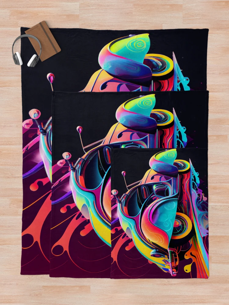 Thumbnail 5 of 6, Throw Blanket, Colorful Ride Digital Painting designed and sold by CodeAndColors.