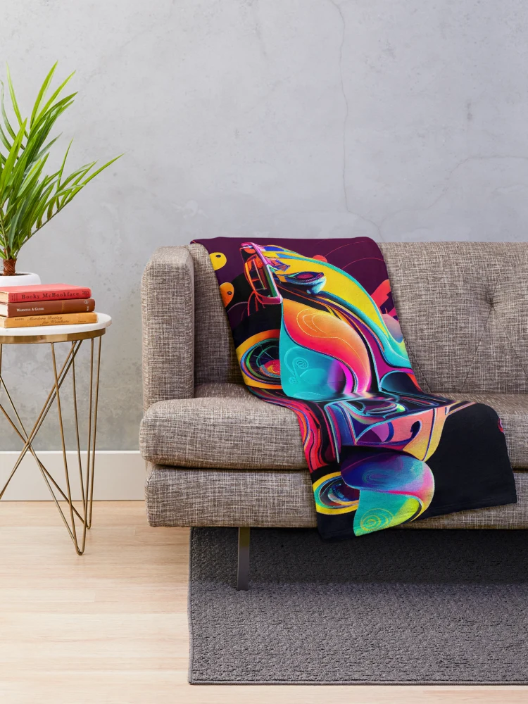 Thumbnail 2 of 6, Throw Blanket, Colorful Ride Digital Painting designed and sold by CodeAndColors.