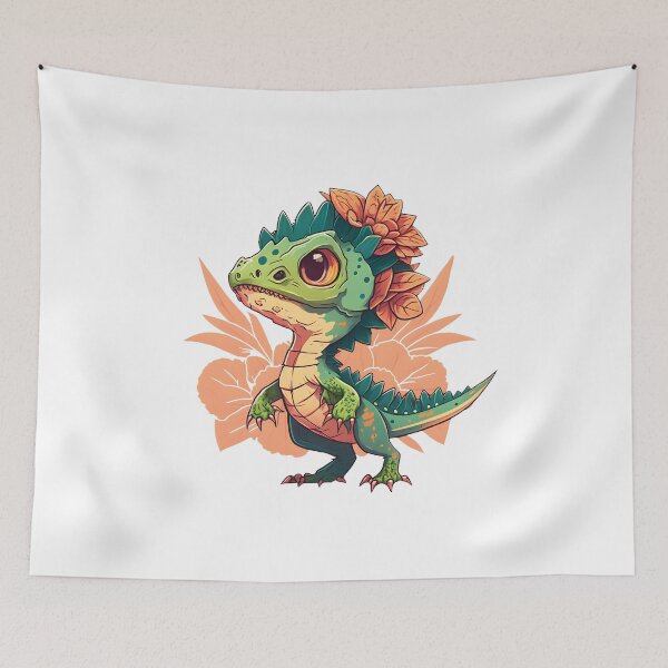 Item preview, Draco Rex Cute Girl Dinosaur with Flowers designed and sold by PatternBestFan.