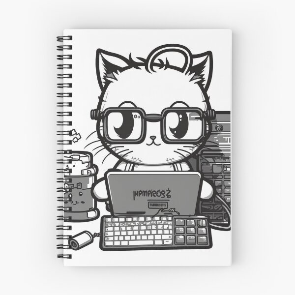 Item preview, Cat in glasses programming computers designed and sold by NxtGenArt.