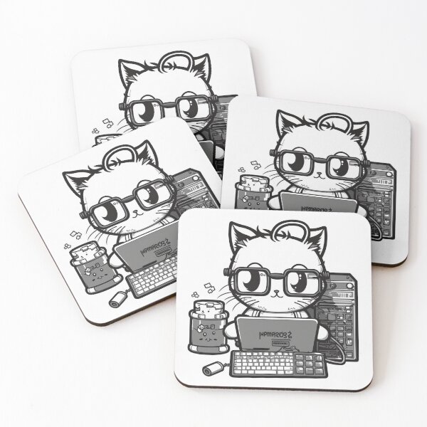Item preview, Cat in glasses programming computers designed and sold by NxtGenArt.