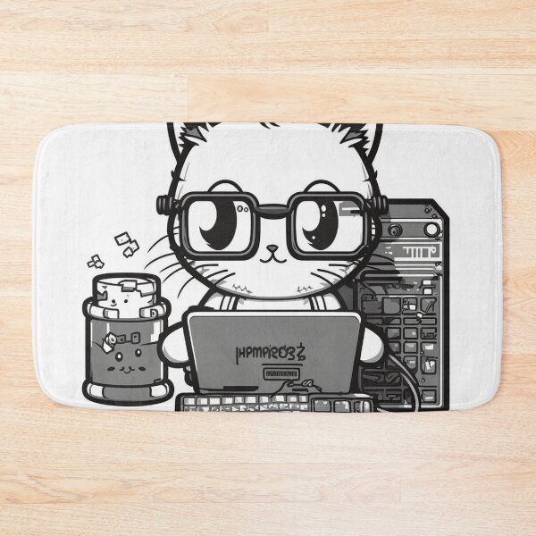 Item preview, Cat in glasses programming computers designed and sold by NxtGenArt.