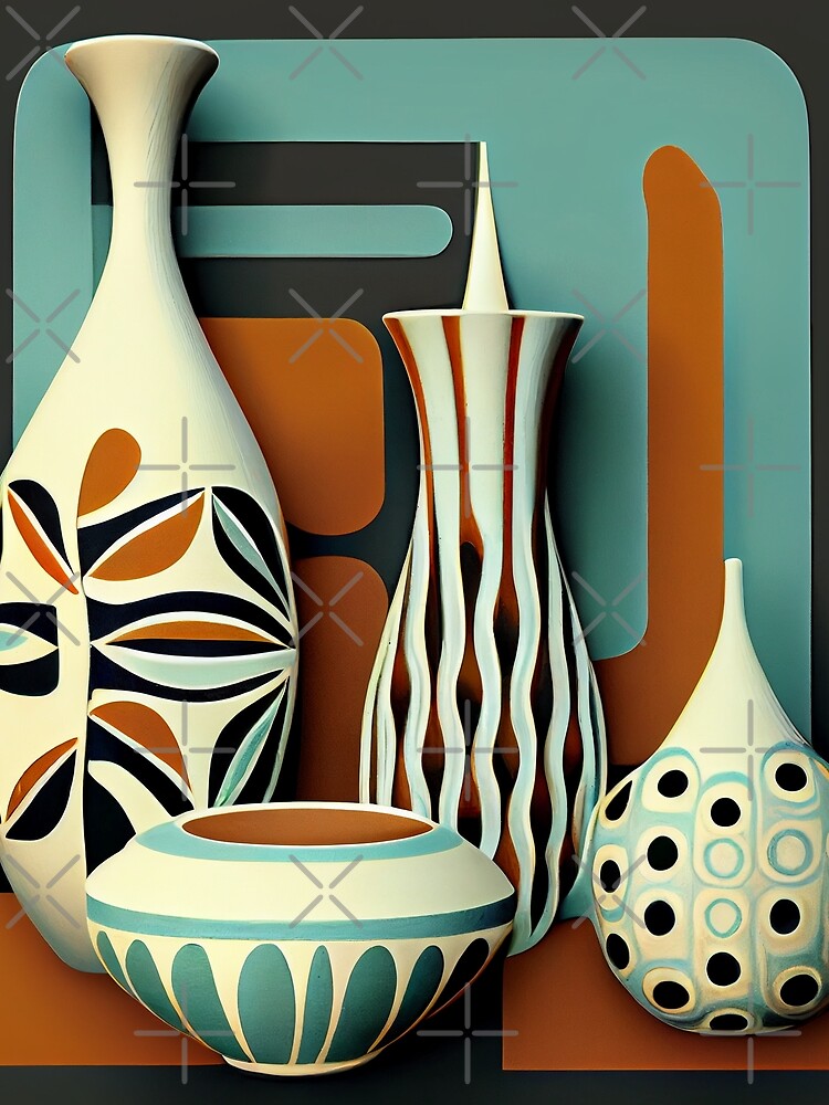 Thumbnail 3 von 3, Tuch, Ceramic Contemporary Midcentury Modern Pattern Digital Painting designt und verkauft von CodeAndColors.