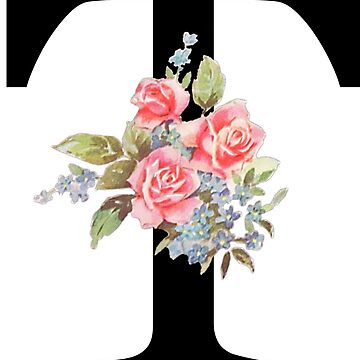 Letter M Botanical Monogram Floral Pink Rose Flowers M Initial | Canvas  Print