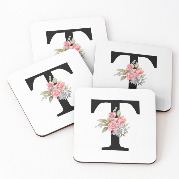 Item preview, Letter T Botanical Monogram Floral Pink Rose Flowers T Initial designed and sold by inspirationzgal.