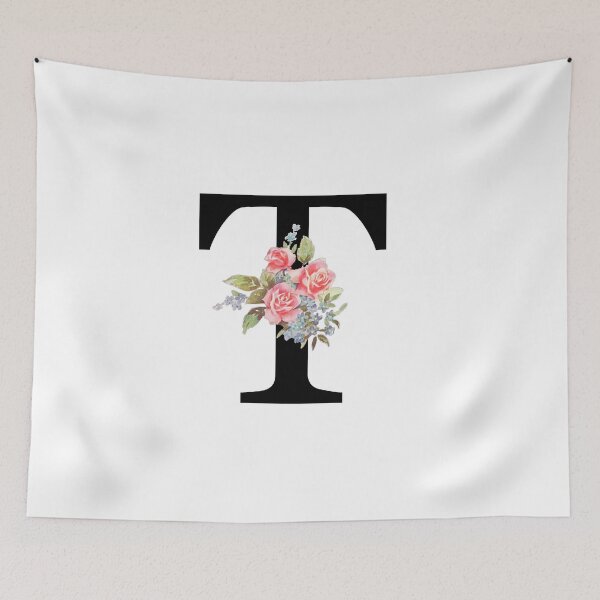 Item preview, Letter T Botanical Monogram Floral Pink Rose Flowers T Initial designed and sold by inspirationzgal.