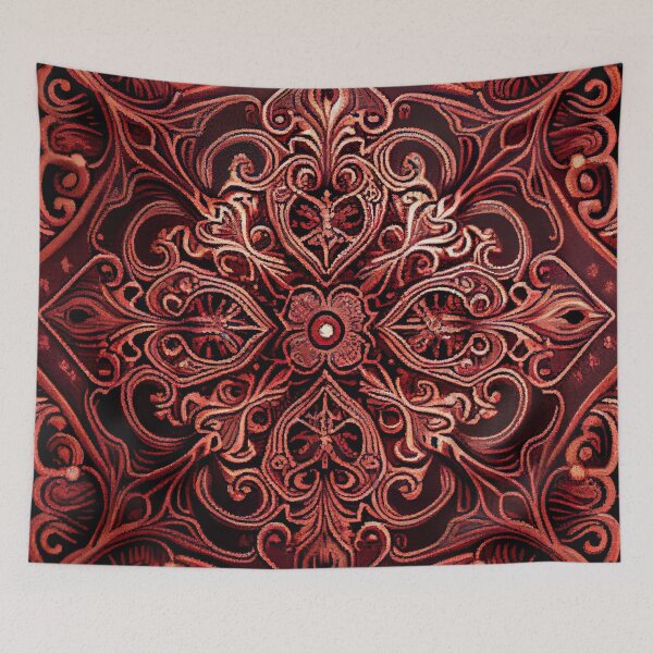 Item preview, Fine Muted Red Traditional Pattern Digital Painting designed and sold by CodeAndColors.