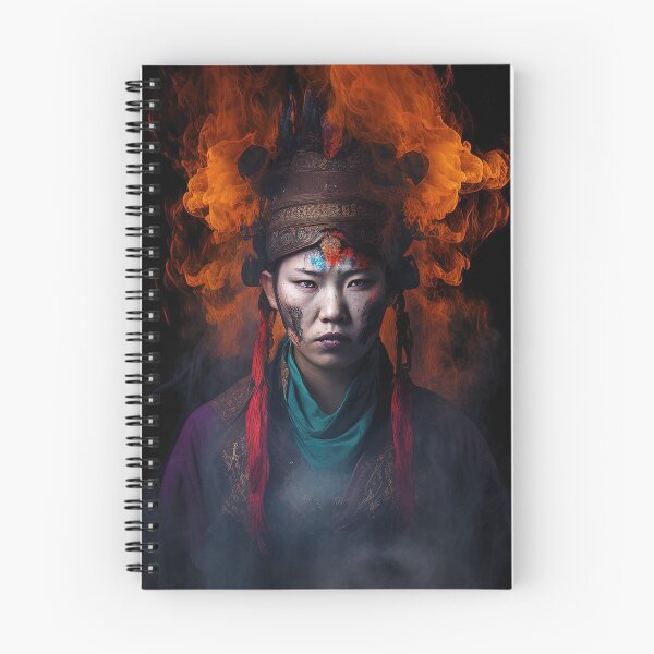 Item preview, Korean female shaman amidst raging fire portrait designed and sold by RK - Shop.