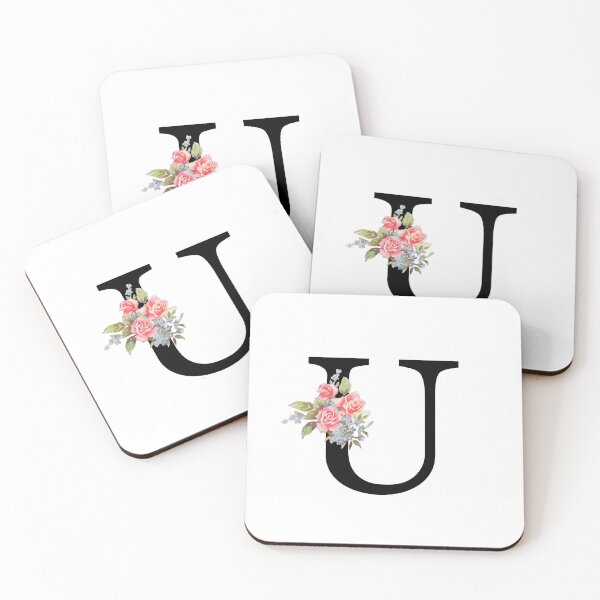 Item preview, Letter U Botanical Monogram U Floral Pink Rose Flowers U Initial designed and sold by inspirationzgal.