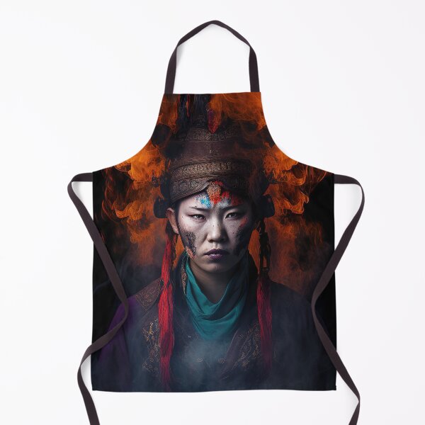 Item preview, Korean female shaman amidst raging fire portrait designed and sold by RK - Shop.