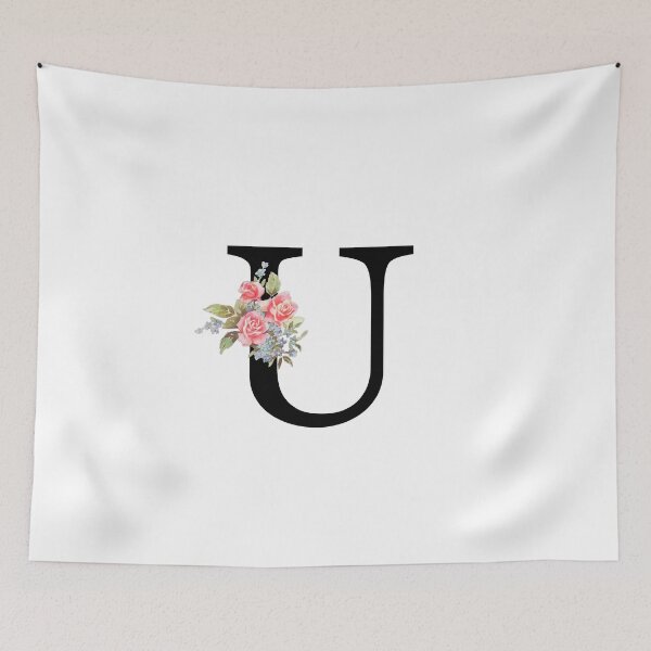 Item preview, Letter U Botanical Monogram U Floral Pink Rose Flowers U Initial designed and sold by inspirationzgal.
