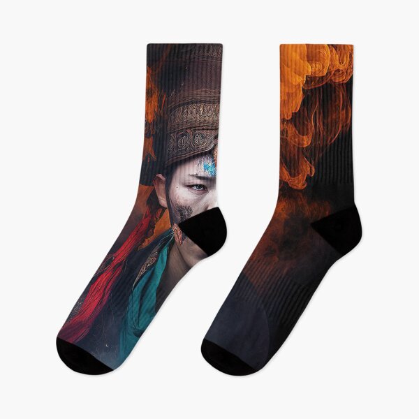 Item preview, Korean female shaman amidst raging fire portrait designed and sold by RK - Shop.