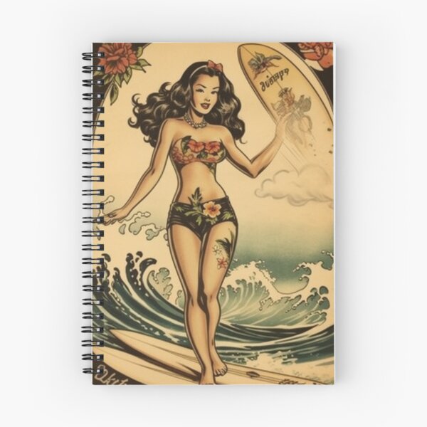 Item preview, Girlwith Surfboard Art Print | Vintage Hawaiian Poster designed and sold by MerikDigital.