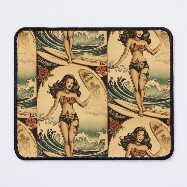 Item preview, Girlwith Surfboard Art Print | Vintage Hawaiian Poster designed and sold by MerikDigital.