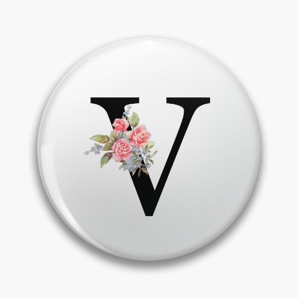 Item preview, Letter V Botanical Monogram V Floral Pink Rose Flowers V Initial designed and sold by inspirationzgal.