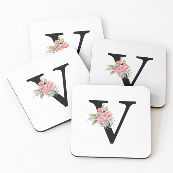 Item preview, Letter V Botanical Monogram V Floral Pink Rose Flowers V Initial designed and sold by inspirationzgal.