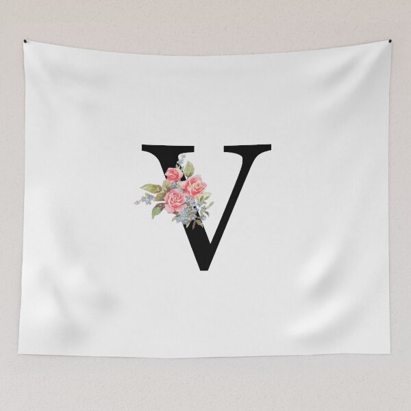 Item preview, Letter V Botanical Monogram V Floral Pink Rose Flowers V Initial designed and sold by inspirationzgal.