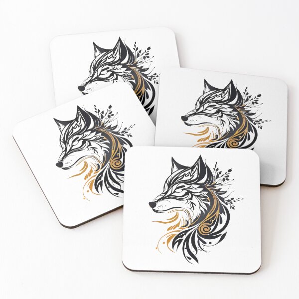 Item preview, Black and Gold Simple Tribal Wolf designed and sold by ShadowAndSlate.