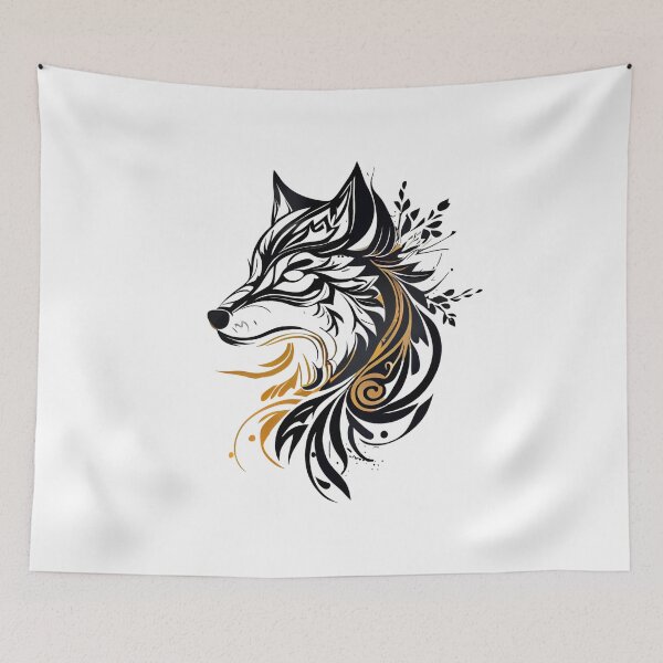 Item preview, Black and Gold Simple Tribal Wolf designed and sold by ShadowAndSlate.