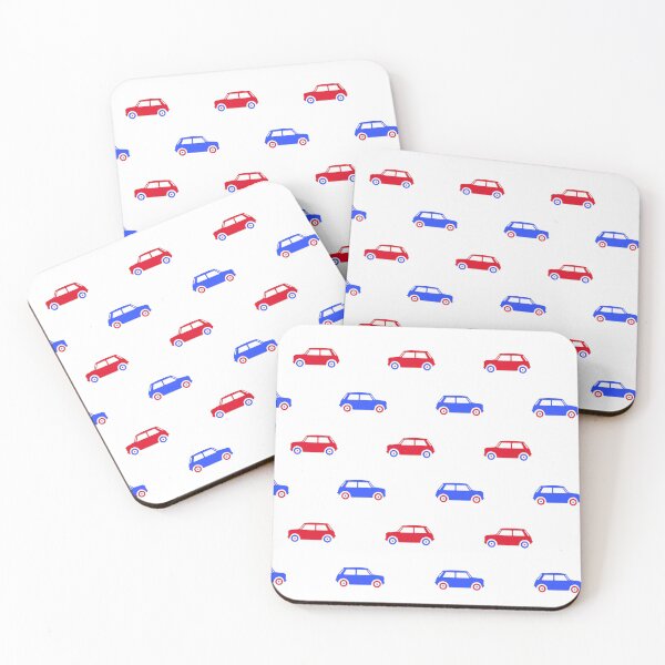 Item preview, Classic Mini Red White Blue  Retro mod car repeat pattern design designed and sold by ModSupporters.