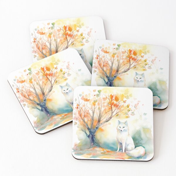 Item preview, White fox under the tree autumn designed and sold by Matt's Artificial Nature.