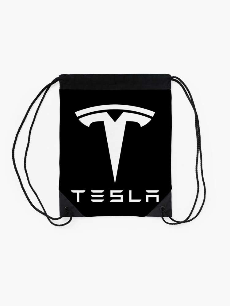 Alternate view of tesla electronic car black Drawstring Bag