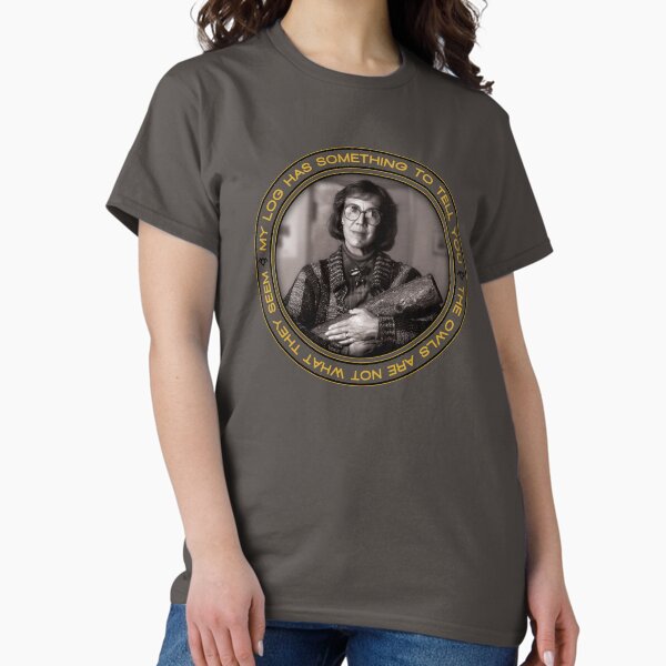 Vista previa del artículo con la obra «Twin Peaks Margaret My Log tiene algo que decirte Logotipo angustiado», diseñado y vendido por FifthSun.