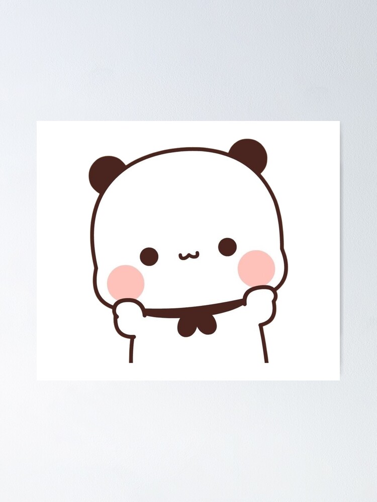 Cute little panda with text hello. Baby animal illustration for