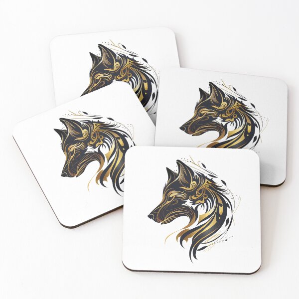 Item preview, Black with Gold Tribal Style Wolf designed and sold by ShadowAndSlate.