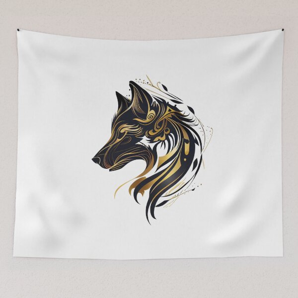 Item preview, Black with Gold Tribal Style Wolf designed and sold by ShadowAndSlate.