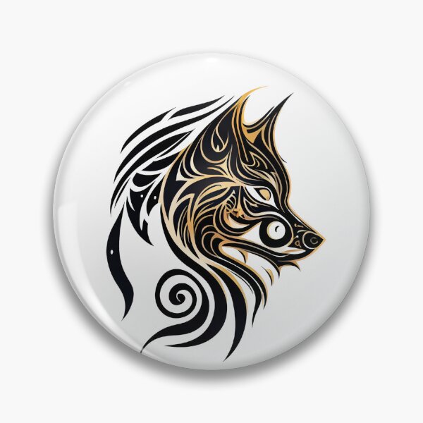 Item preview, Black with Gold Tribal Tattoo Style Wolf designed and sold by ShadowAndSlate.