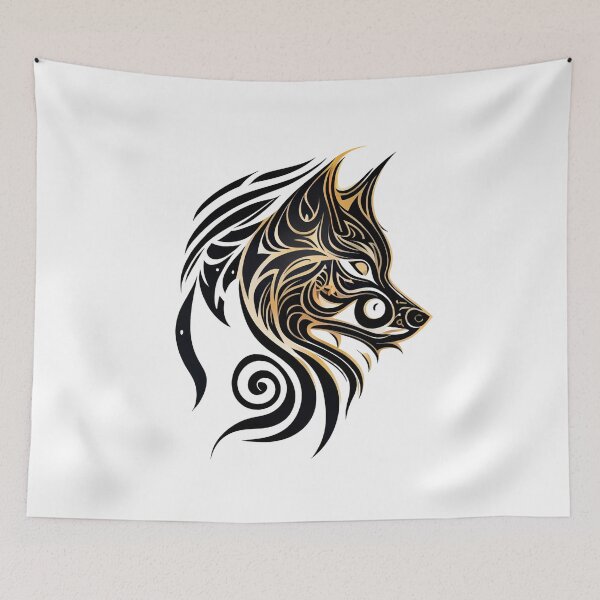 Item preview, Black with Gold Tribal Tattoo Style Wolf designed and sold by ShadowAndSlate.