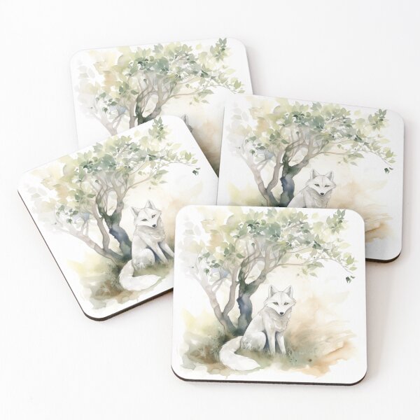Item preview, White Fox Under the Tree Spring designed and sold by Matt's Artificial Nature.