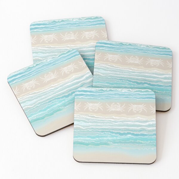 Item preview, Abstract Beach Design 292 crab Turquoise Sand designed and sold by artbylucie.