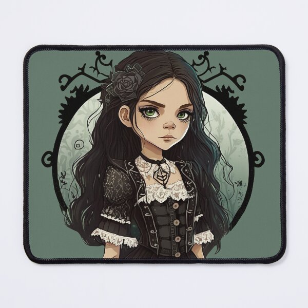 Item preview, Wednesday little goth girl with green eyes designed and sold by Artistic Pandas.