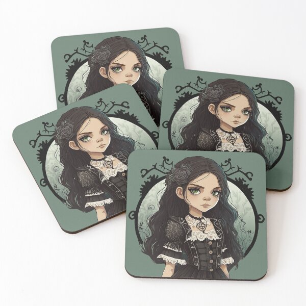 Item preview, Wednesday little goth girl with green eyes  designed and sold by Artistic Pandas.