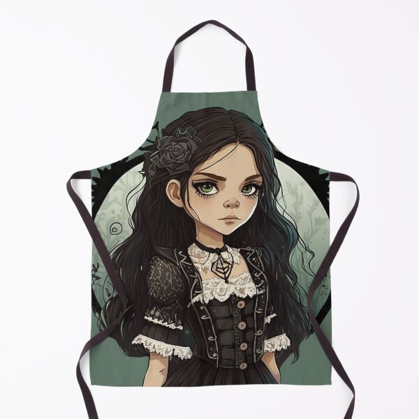 Item preview, Wednesday little goth girl with green eyes designed and sold by Artistic Pandas.