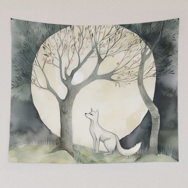 Item preview, White fox under the tree winter designed and sold by Matt's Artificial Nature.