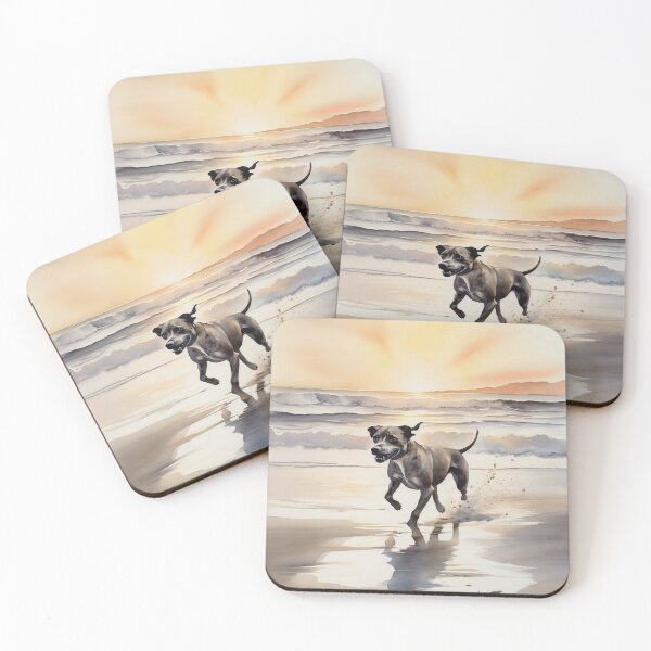 Item preview, Watercolor Painting of Dog Running on Beach designed and sold by frogg136.