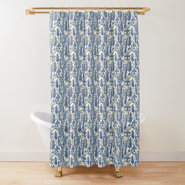 Bluebonnet Field Floral Pattern French Style Shower Curtain