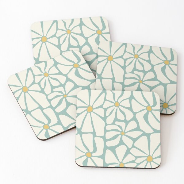 Item preview, Groovy Florals - Robins Egg Blue designed and sold by latheandquill.