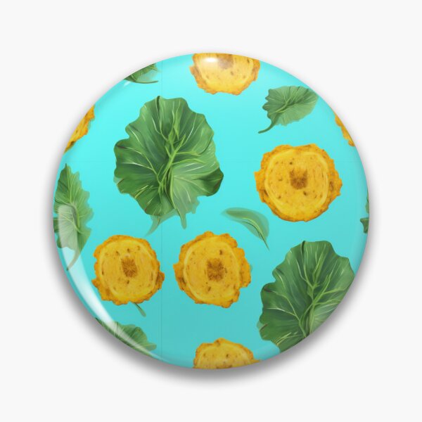 Item preview, SMASHED PLANTAINS (TOSTONES) OVER GREEN LEAFS AND A BRIGHT BLUE BACKGROUND designed and sold by BoriGrafico.