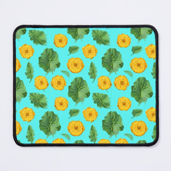 Item preview, SMASHED PLANTAINS (TOSTONES) OVER GREEN LEAFS AND A BRIGHT BLUE BACKGROUND designed and sold by BoriGrafico.