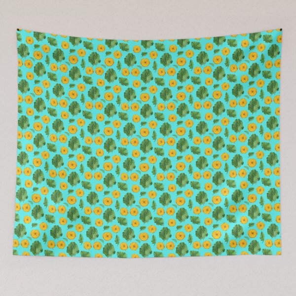 Item preview, SMASHED PLANTAINS (TOSTONES) OVER GREEN LEAFS AND A BRIGHT BLUE BACKGROUND designed and sold by BoriGrafico.