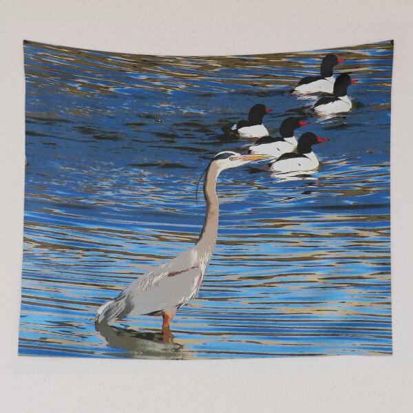 Item preview, Leading the Way - Heron and Merganser Ducks designed and sold by NaturePrints.